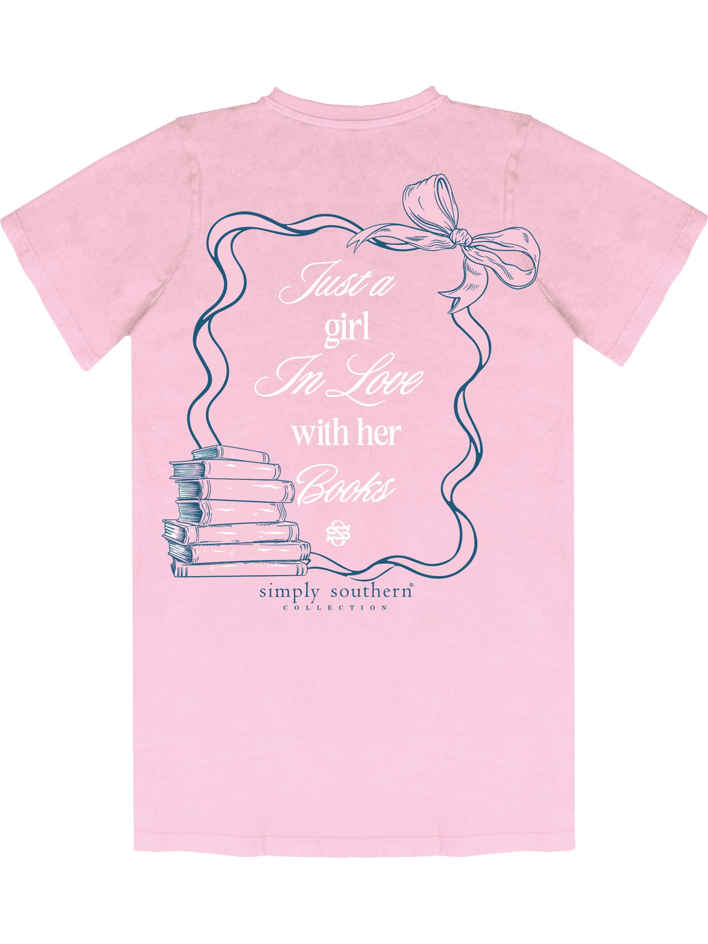 Ladies' Simply Southern Just A Girl In Love With Her Books S/S (Washed Pink)