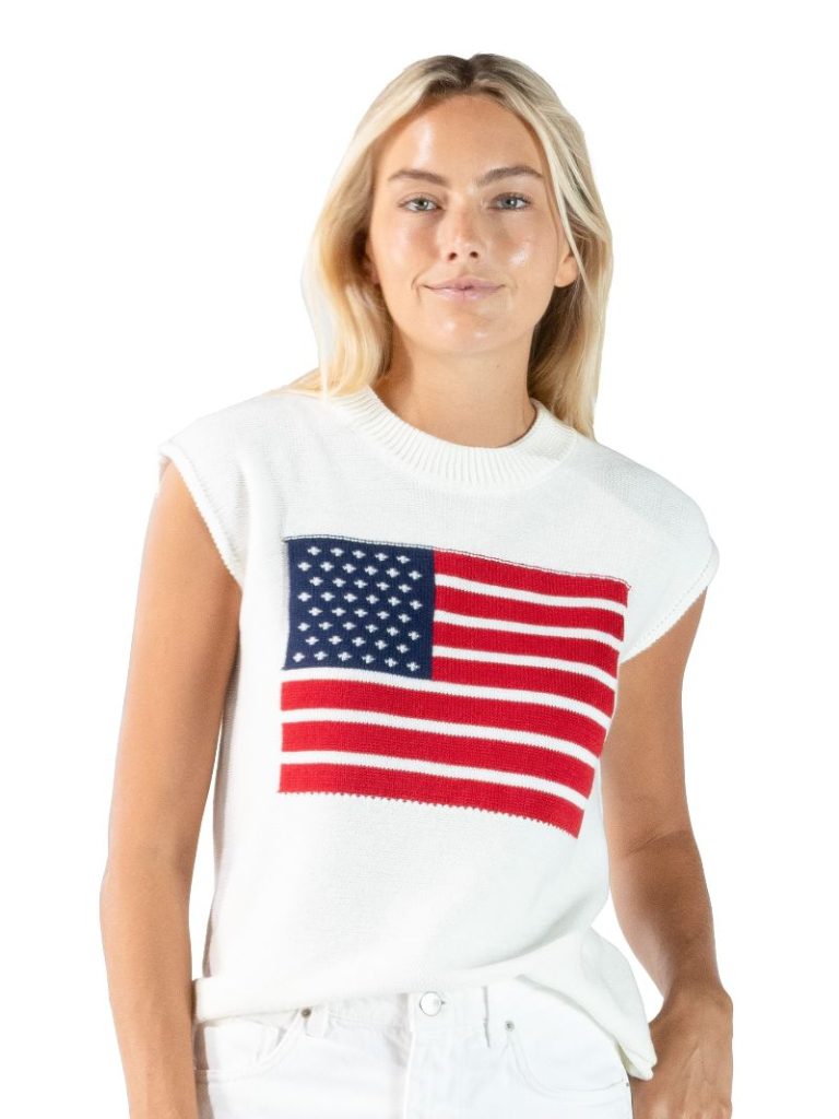 Ladies' Simply Southern USA Mock Neck Flag Tank