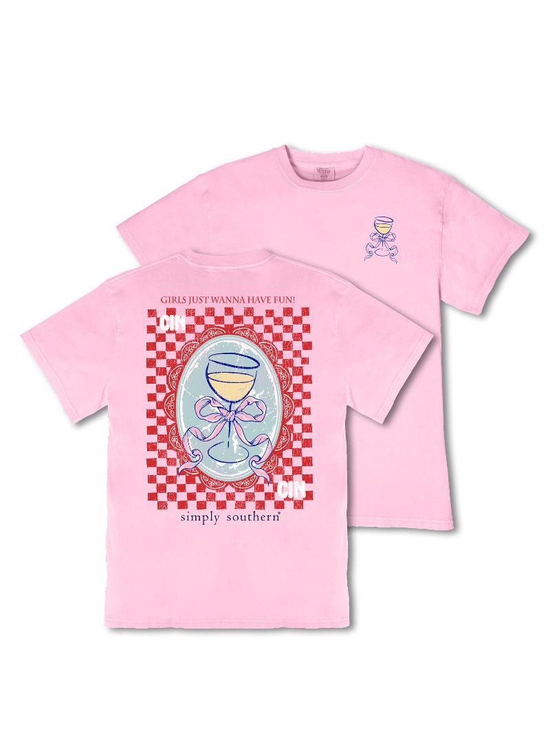 Ladies' Simply Southern Mineral Wash Girls Wanna Have Fun SS (Petal)