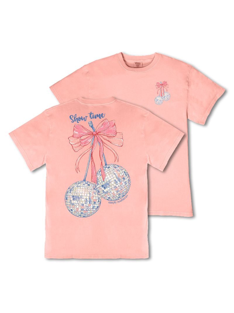 Ladies' Simply Southern Mineral Wash Cherry Showtime SS (Light Peach)