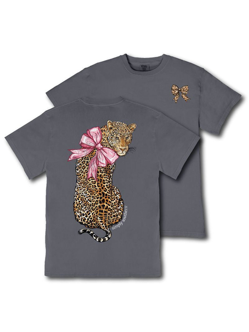 Ladies' Simply Southern Mineral Wash Leopard W/Bow SS (Graphite)