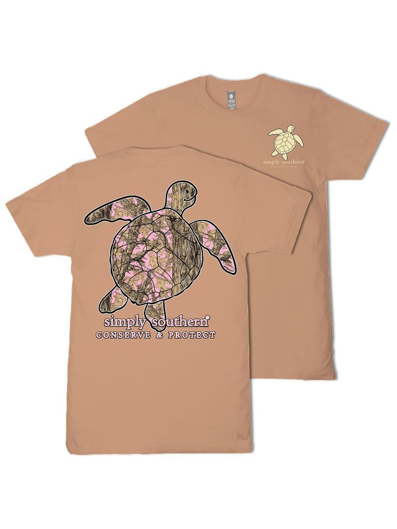 Ladies' Simply Southern Track Turtle Pink Camo SS (Chestnut)