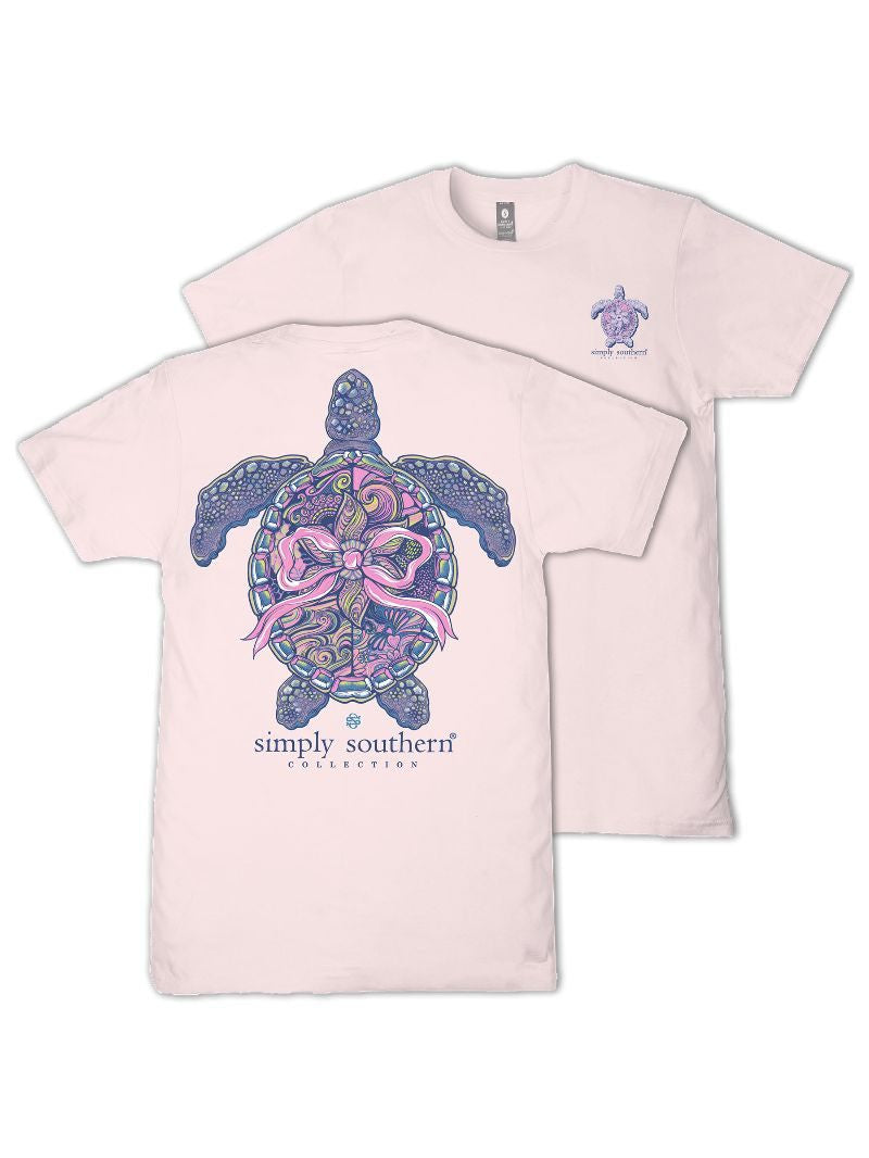 Ladies' Simply Southern Track Turtle W/Bow SS (Rosy)