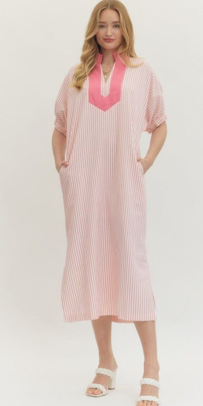 Ladies' Entro Seersucker Maxi Dress