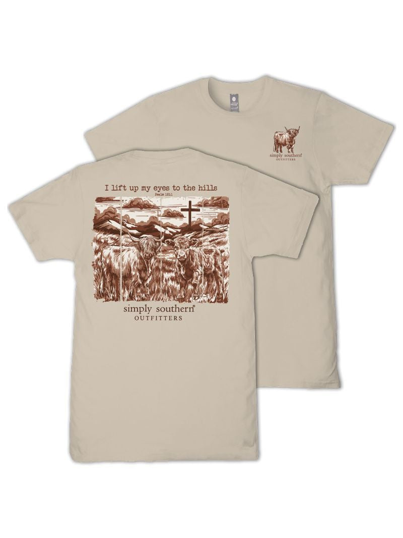 Ladies' Simply Southern 'I Lift My Eyes To The Hills' SS (Clay)