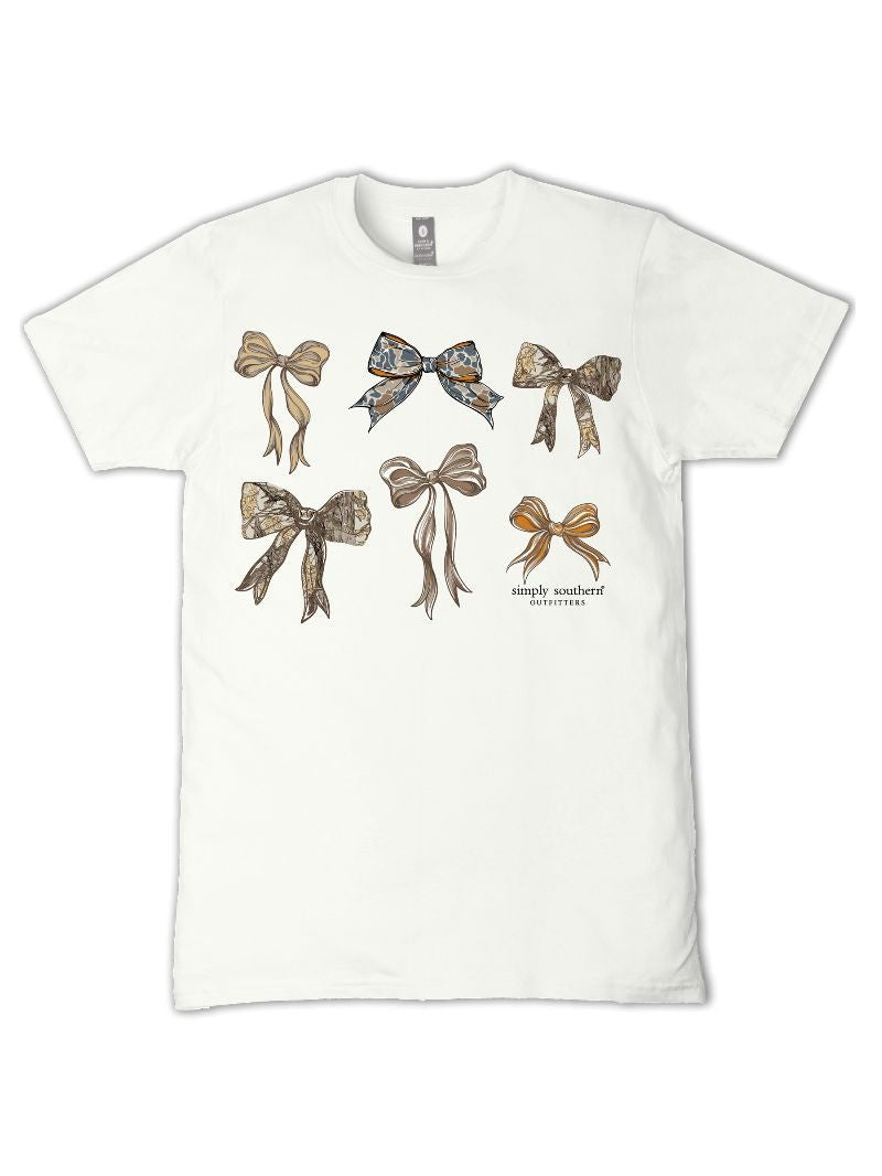 Ladies' Simply Southern Camo Bow Collage S/S (Oyster)