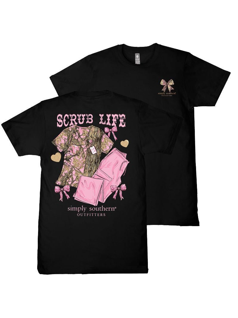 Ladies' Simply Southern Camo Scrub Life S/S (Black)