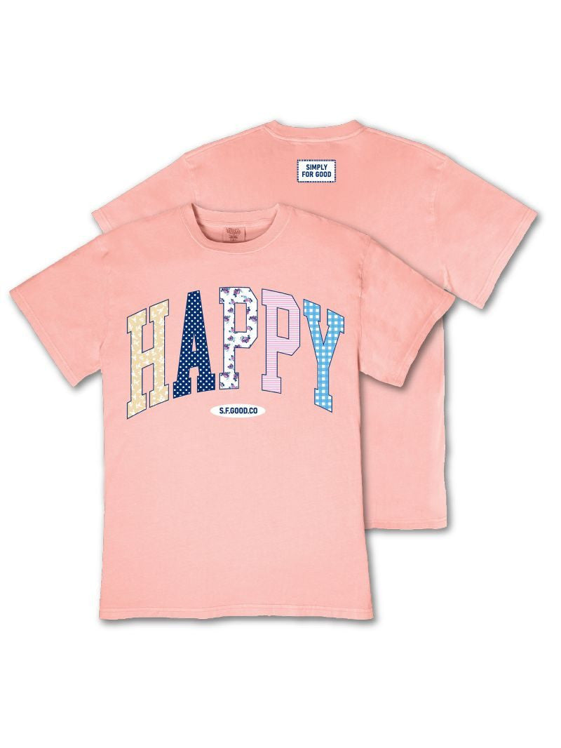 Ladies' Simply Southern Happy Mineral Washed SS (Light Peach)