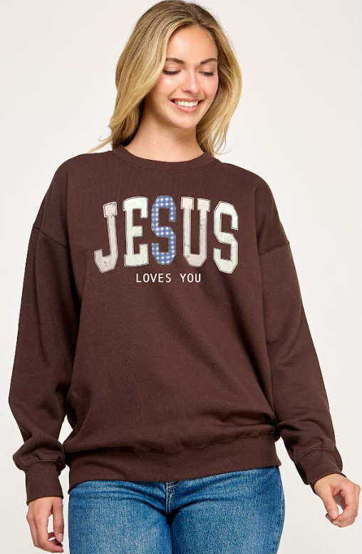 Reflex JESUS Loves You Patchwork Crewneck Sweatshirt
