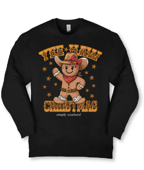 Simply Southern 'Yee Haw Christmas' Sweatshirt (Black)