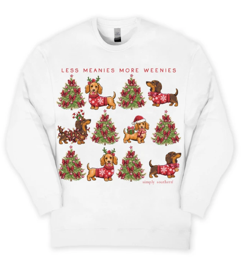 Simply Southern 'Less Meanies, More Weenies' Sweatshirt (White)