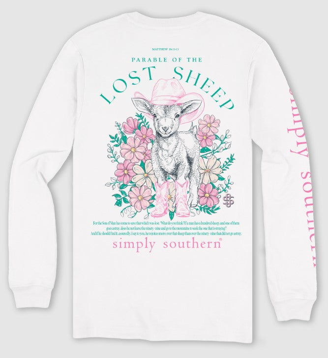 Girl's Simply Southern Parable Of The Lost Sheep L/S (White)
