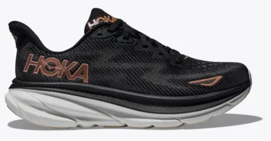 Women's Hoka Clifton 9 (Black/Rose Gold)
