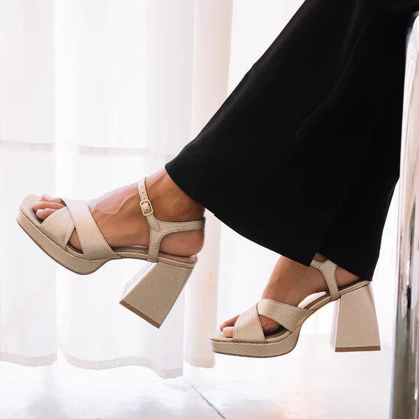 Coconuts By Matisse Robin Platform Heel Gold Ribbed