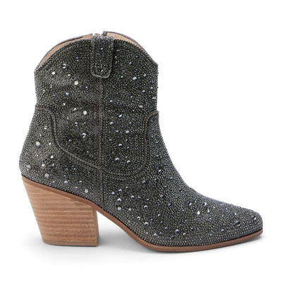 Marlo Smoke Rhinestone Western Ankle Boot
