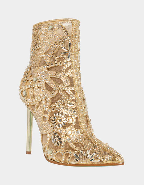 Betsey Johnson Light Gold Bolt Bootie