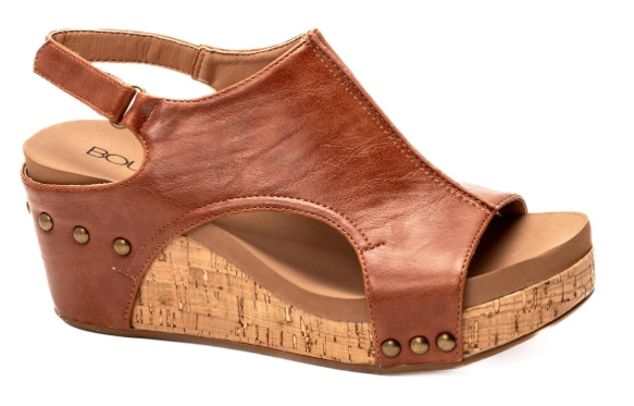 Corkys Carley Wedge Sandal (Whiskey Smooth)