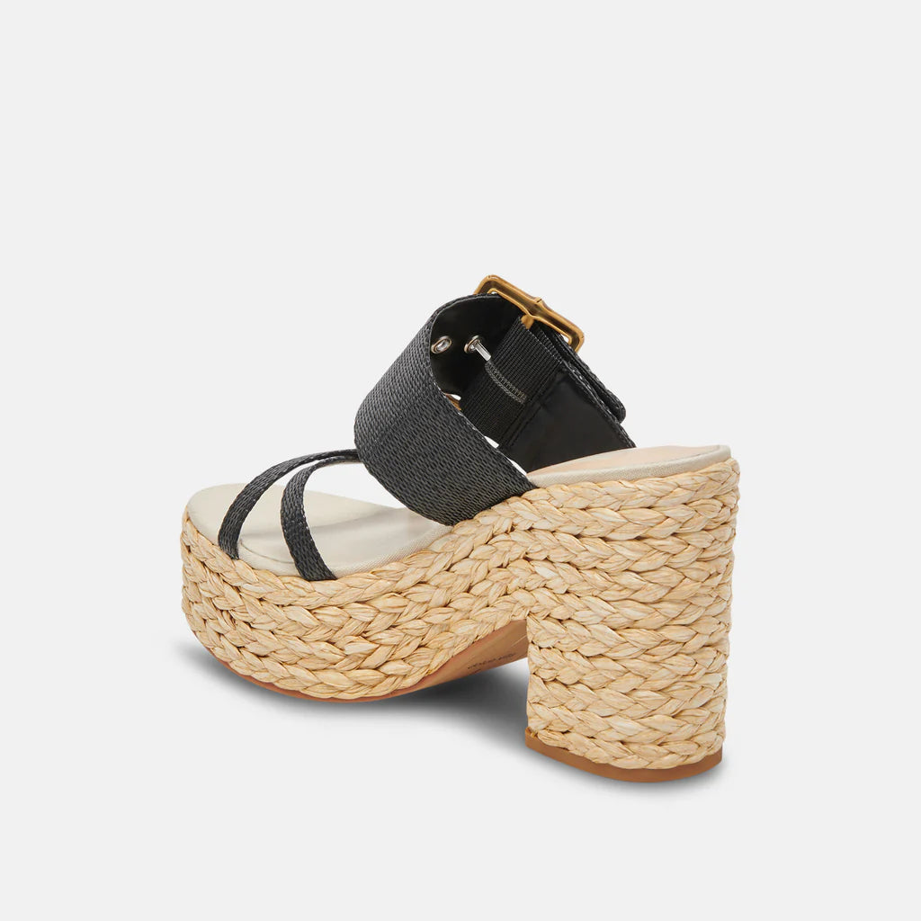 Dolce Vita Edwina Platform Heel Onyx Raffia