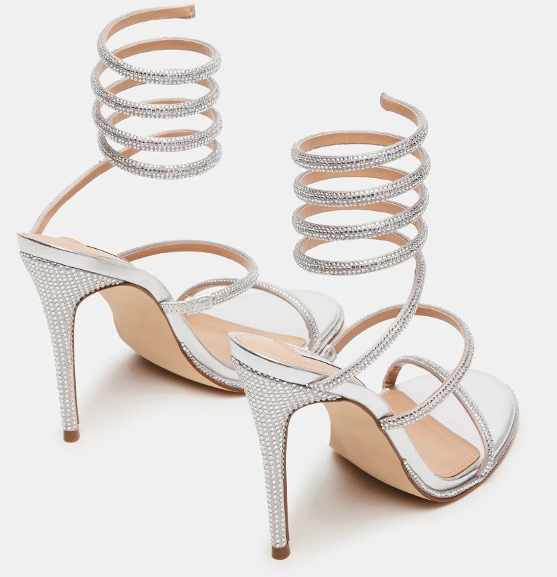 Steve Madden EXOTICA Strappy Rhinestone Strappy Sandal Silver