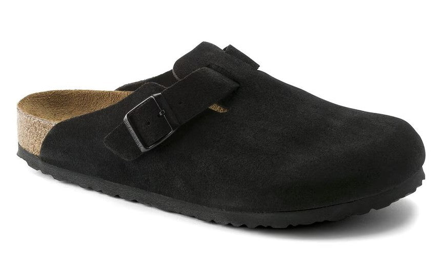 Birkenstock (Unisex) Boston Soft Footbed (Suede Leather-Black)