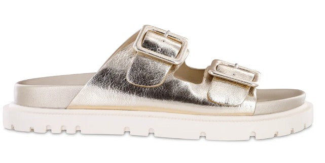 MIA Gen Double Buckle Strap Sandal (Gold Metallic)