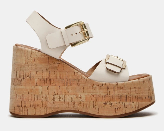 Steve Madden River Platform Wedge Sandal (Ivory Leather)
