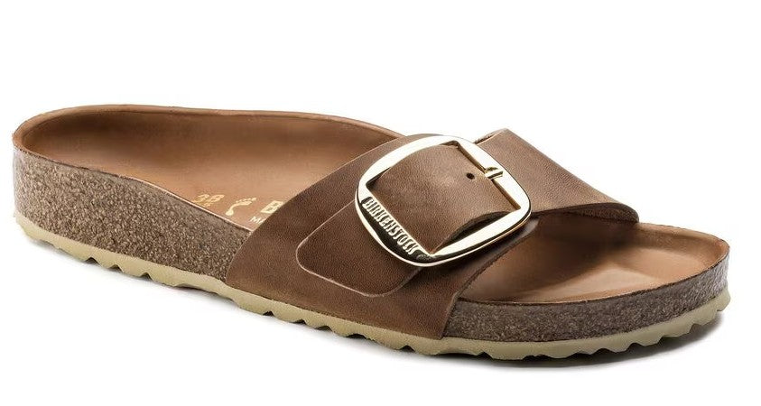 Women's Birkenstock Madrid Big Buckle (Oiled Leather-Cognac)