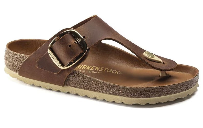 Women's Birkenstock Gizeh Big Buckle (Oiled Leather-Cognac)