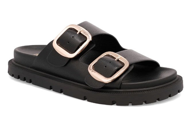 MIA Gen Double Buckle Strap Sandal (Black)