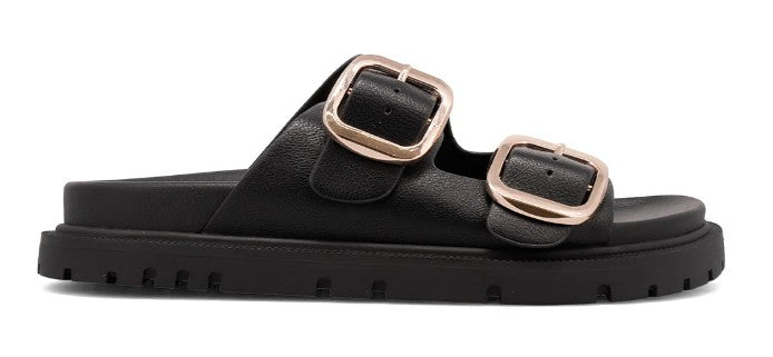 MIA Gen Double Buckle Strap Sandal (Black)