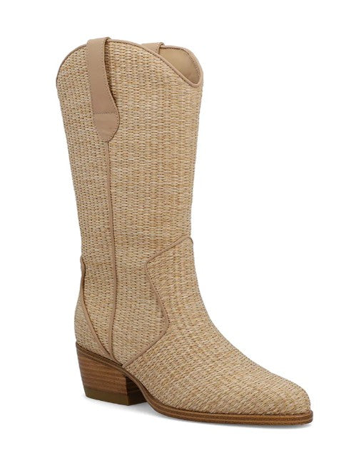 MIA Jenah Raffia Western Boot (Natural Leather)