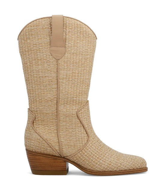MIA Jenah Raffia Western Boot (Natural Leather)