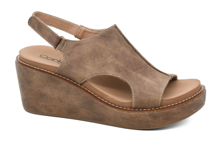 Corkys Carley Wedge Sandal (Taupe 2)