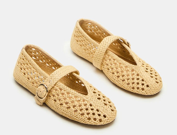 Steve Madden Alara Mary Jane Flat (Natural Raffia)
