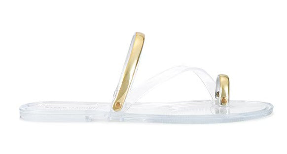 Steve Madden Fuze Jelly Toe Loop Flat Sandal (Clear)