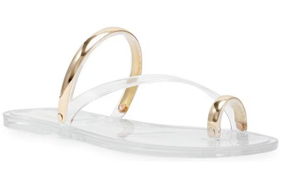 Steve Madden Fuze Jelly Toe Loop Flat Sandal (Clear)
