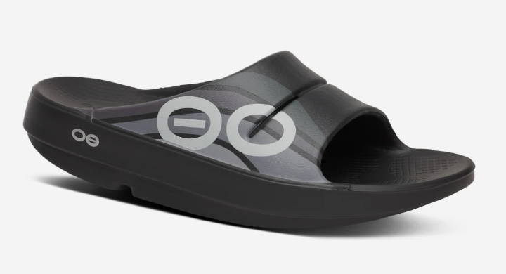 Men's (OOFOS) OOahh Sport Slide Sandal (Black Wave)