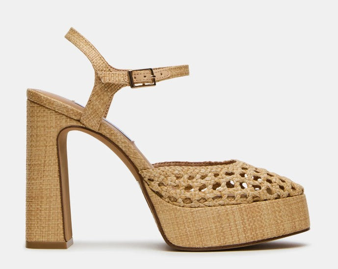 Women's Steve Madden Raffia Natural Woven LEXIE Platform Heel
