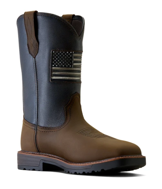 Men's Ariat Activator Patriot Waterproof Square Toe Steel Toe Work Boot (Rich Brown)