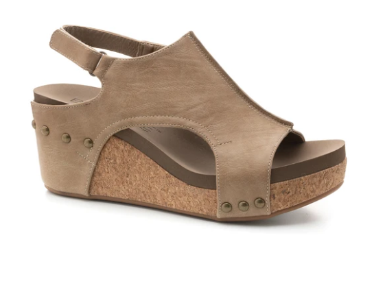 Corkys Carley Wedge Sandal (Taupe Smooth)
