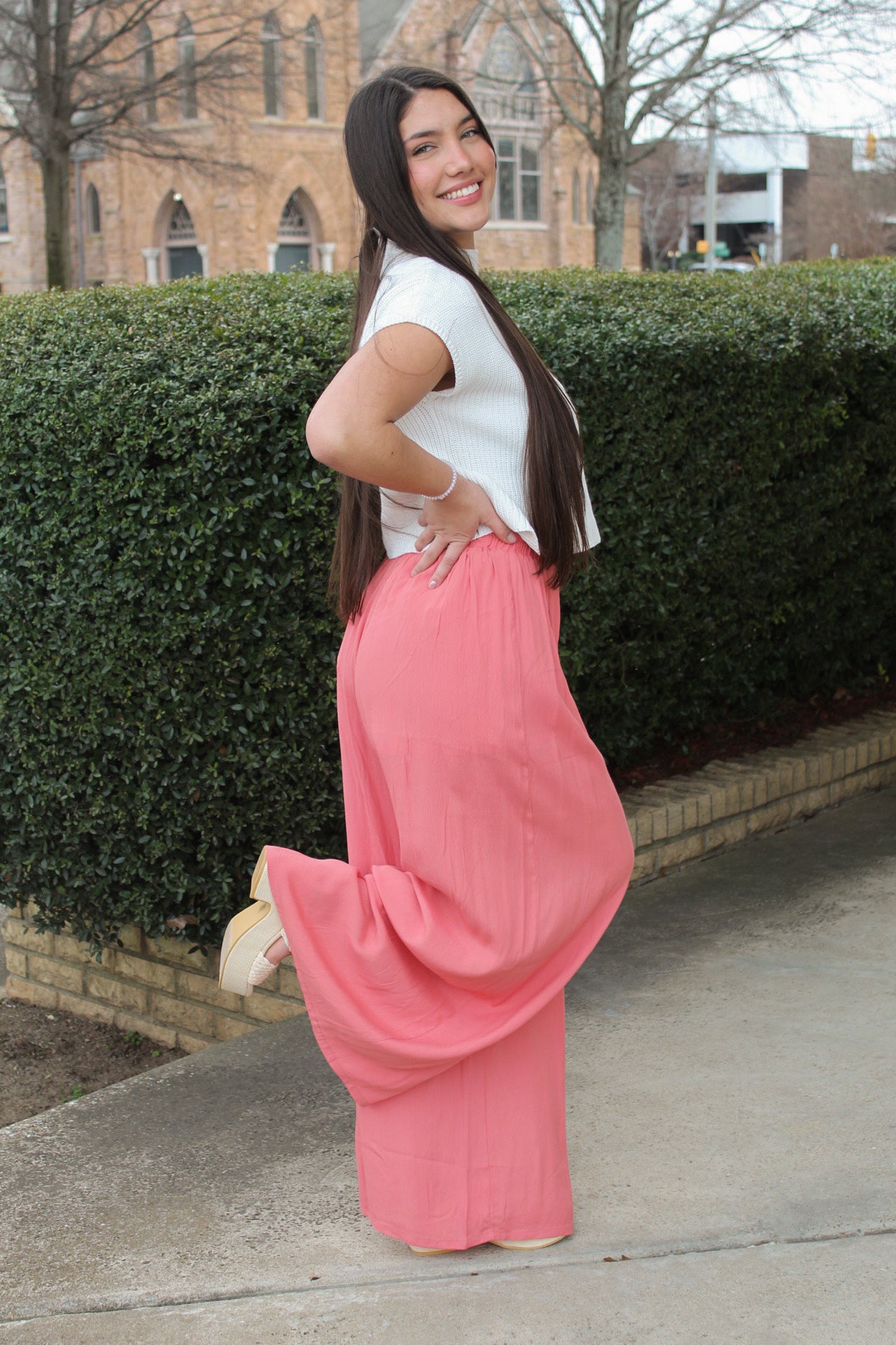 Jordyn Chiffon Pants (Coral)