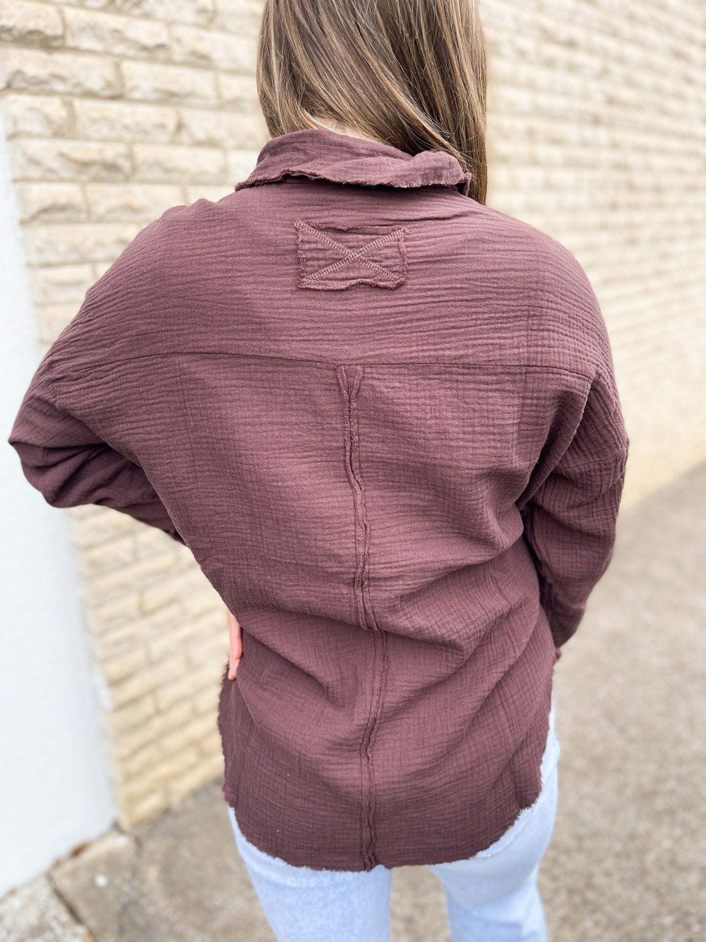 Linen Button Down Top (Mahogany)