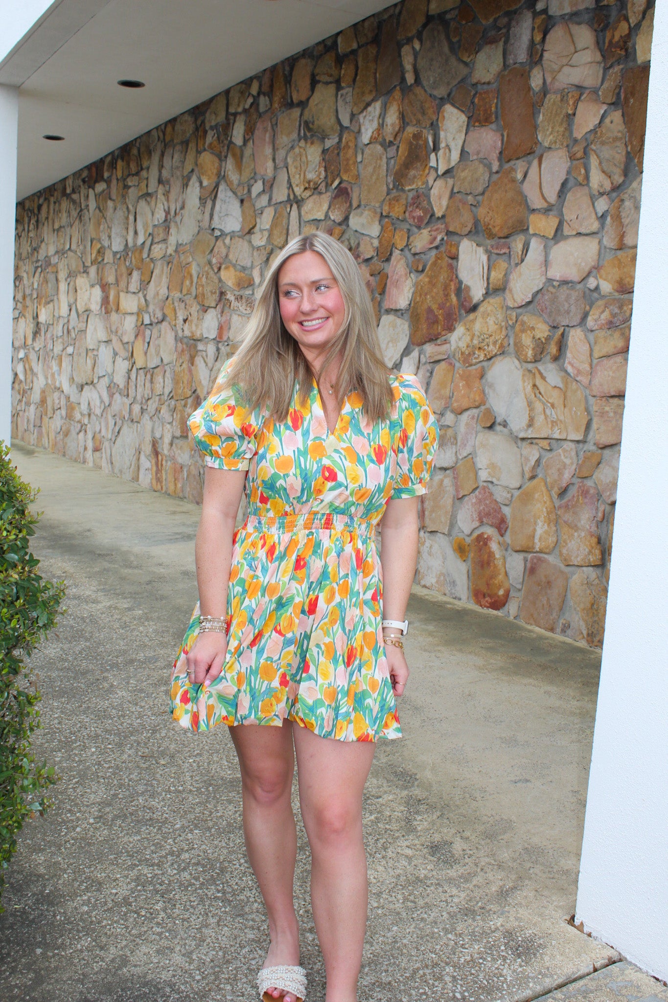 Floral Print Dress (Yellow)
