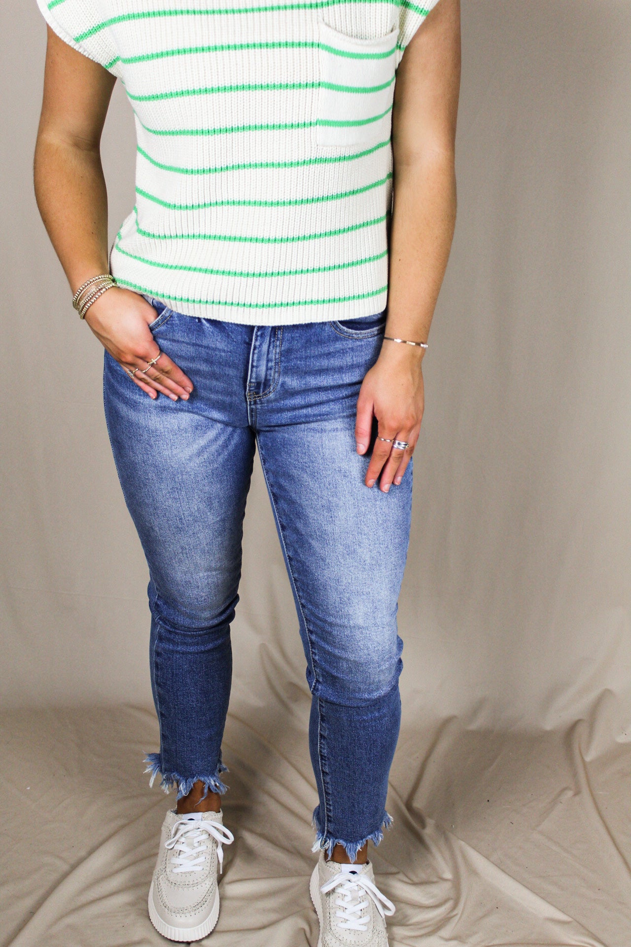 Medium Wash High Rise Relaxed Skinny Jean