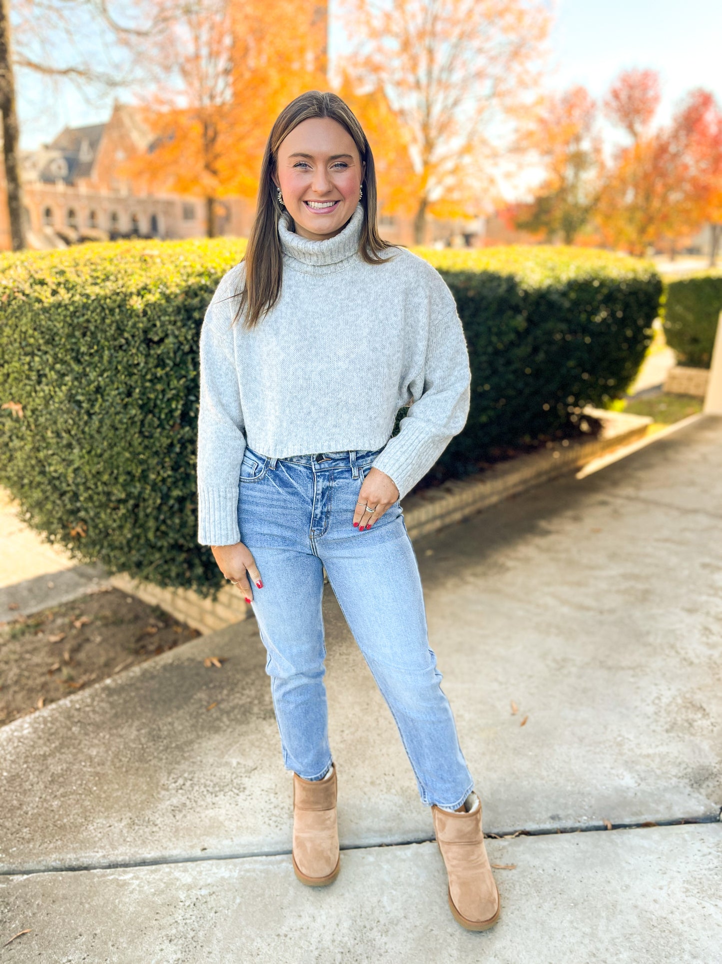 Cropped Turtle Neck Sweater