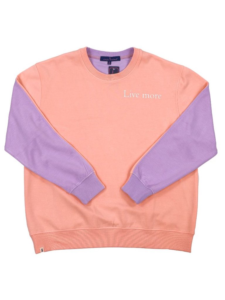 Ladies Simply Southern Live More Worry Less L/S Crew Purple/Peach