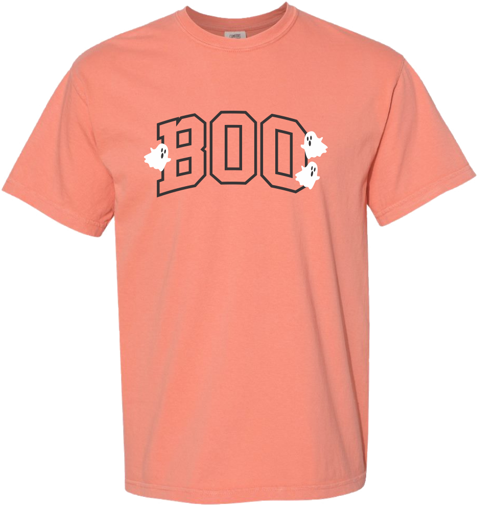 Comfort Color "BOO" W/Ghost Detail (Puff Ink) S/S Tee (Terracotta)