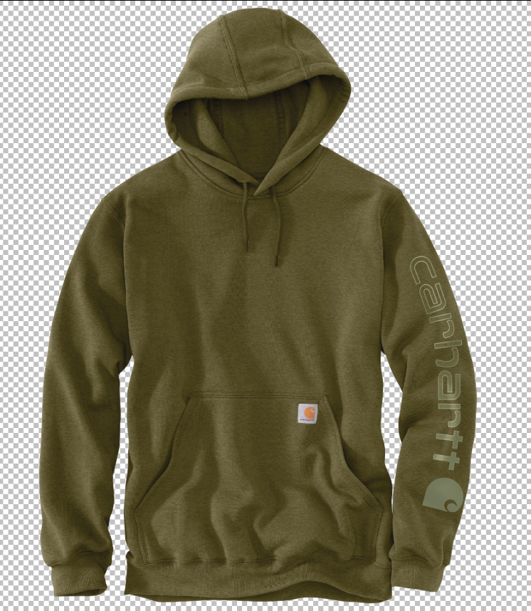 Men's Carhartt (K288) Midweight Sleeve Logo Hoodie (Dark Bronzed/Green Heather)