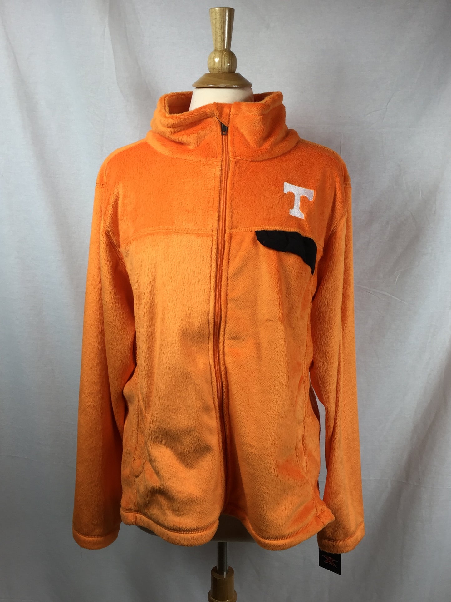 Women's Tenn Fuzzy Fleece Jkt/w Black Snap Pocket Orange