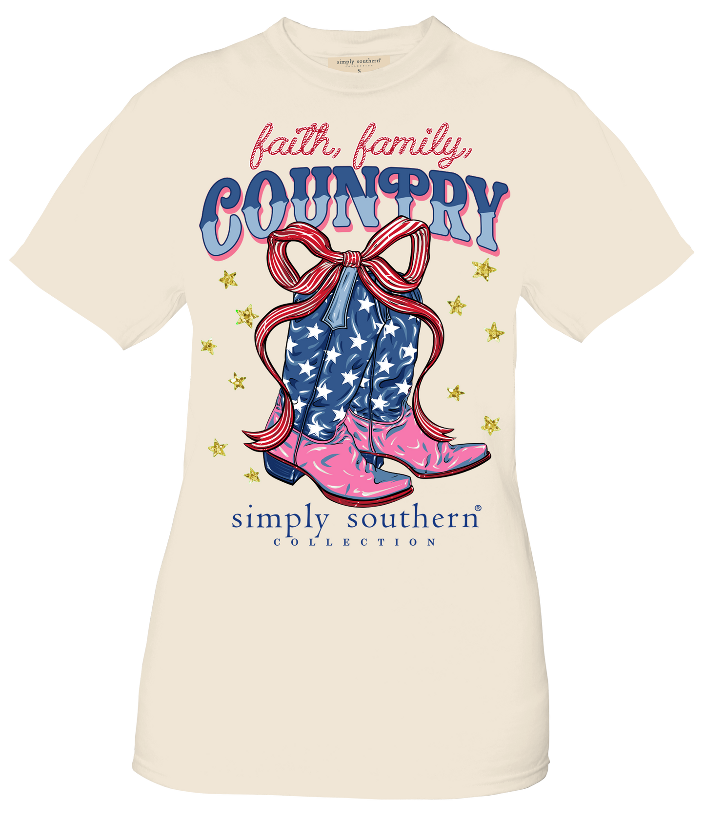 Ladies Simply Southern Fatith, Family, Country S/S Wisp